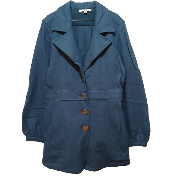 CABI #707 Teal Blue 'Aristocrat' Coat Wool Jacket Womens Size L Large - Picture 1 of 7